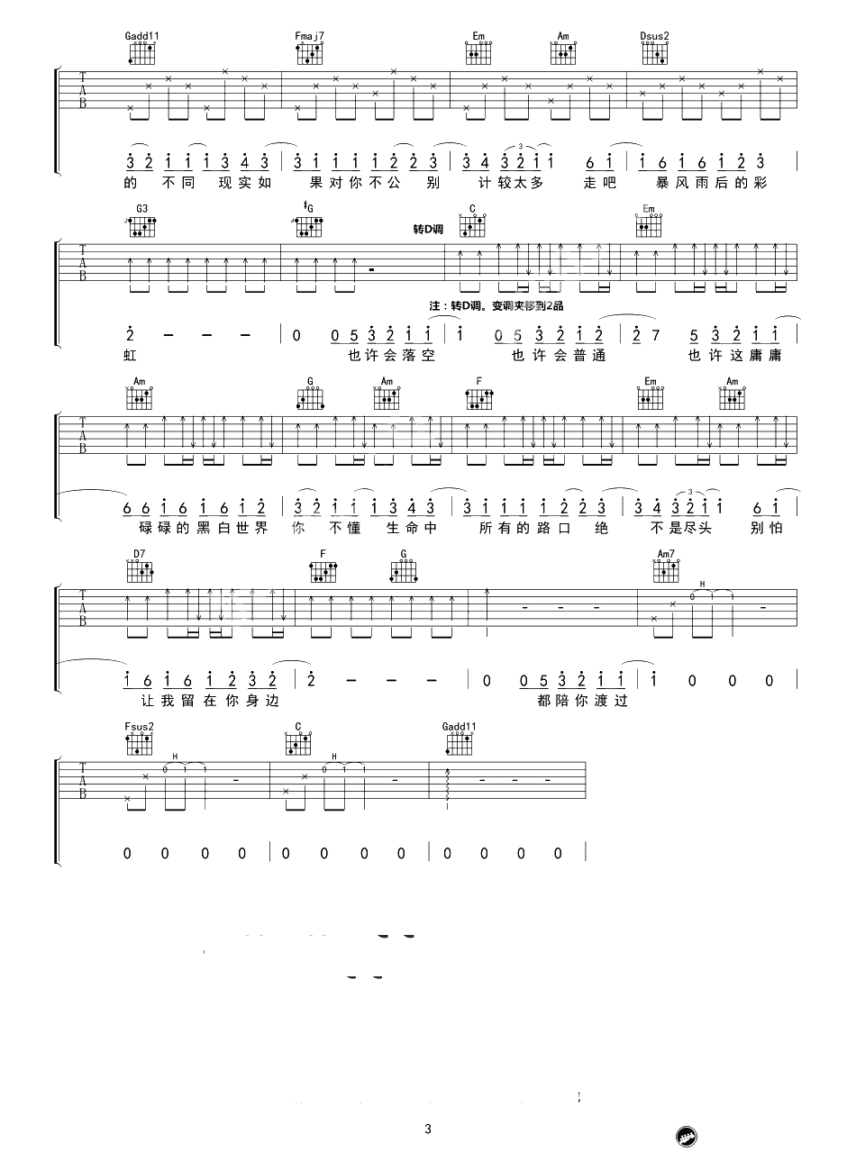 让我留在你身边吉他谱-C调弹唱谱六线谱-陈奕迅3