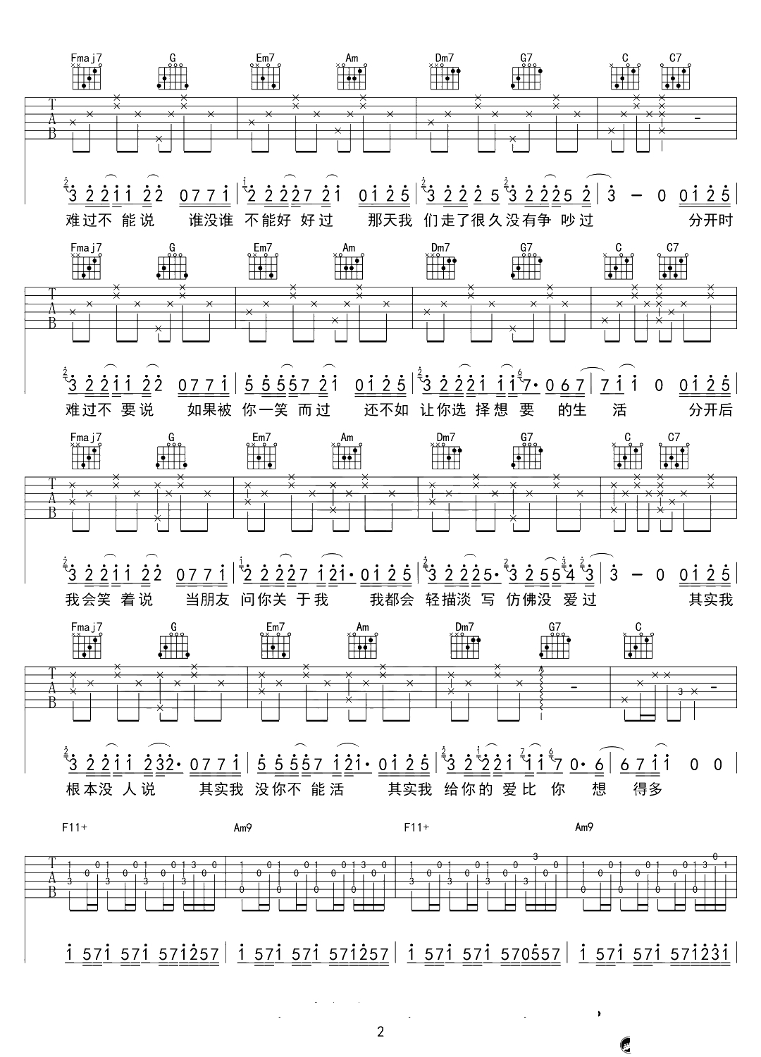 《其实》吉他谱-六线谱弹唱谱-薛之谦2