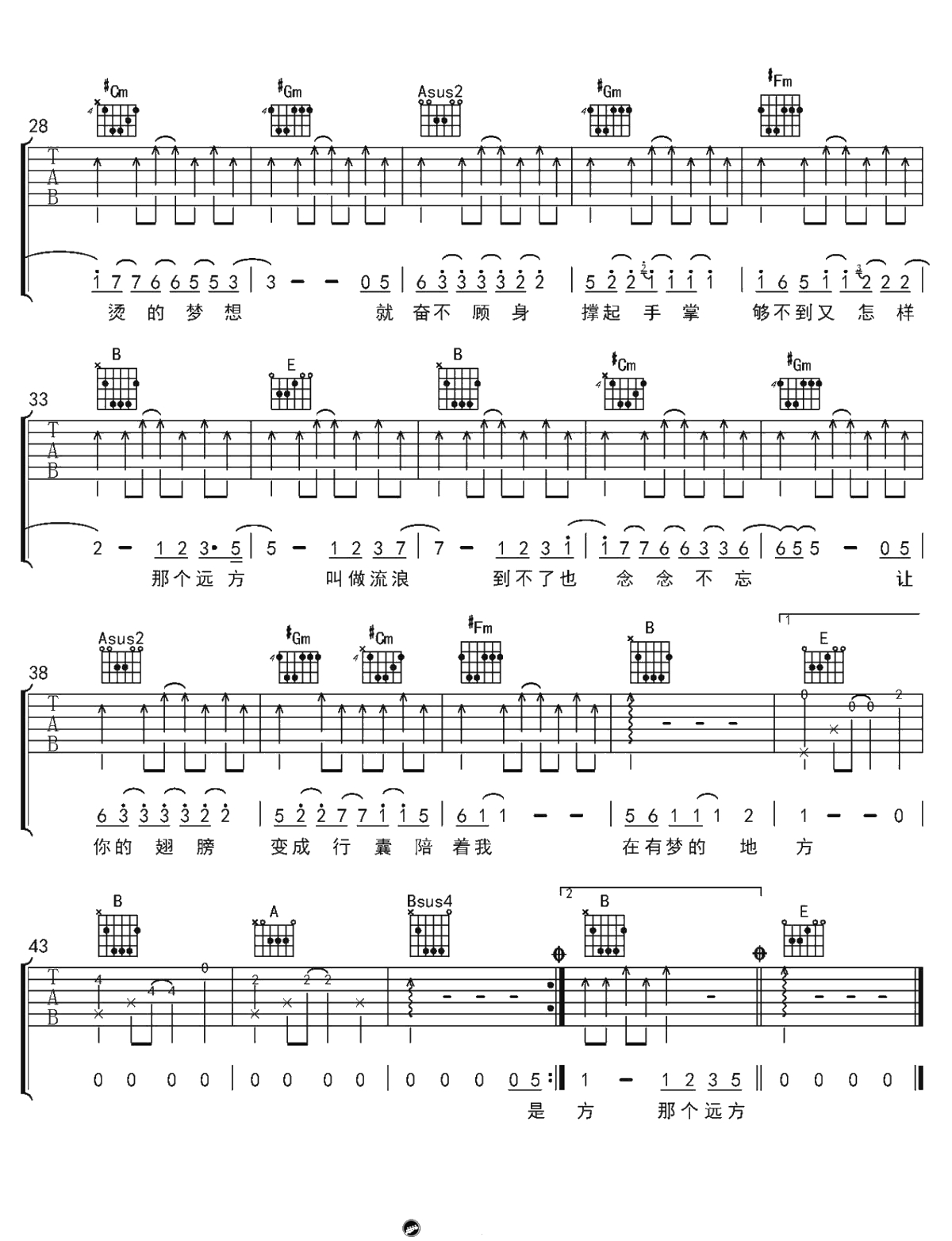 那个远方吉他谱-陈楚生《那个远方》六线谱2