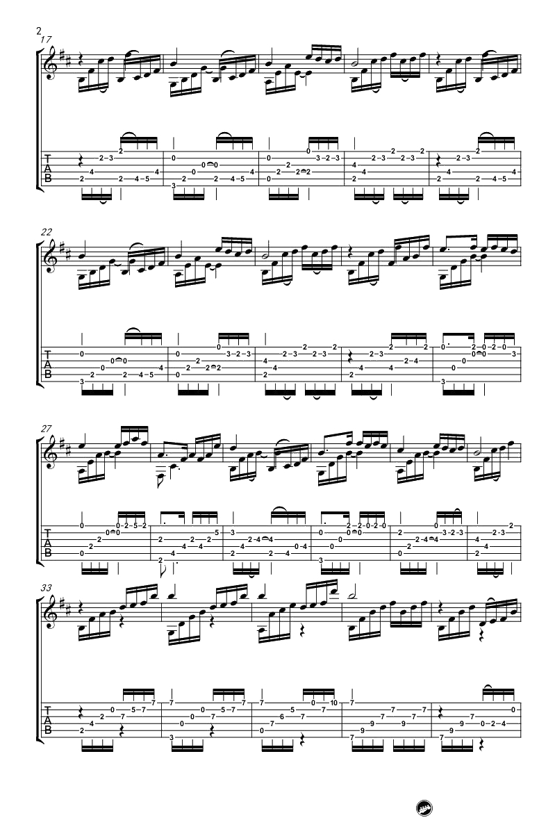 夜的钢琴曲五吉他谱-石进-指弹独奏谱2