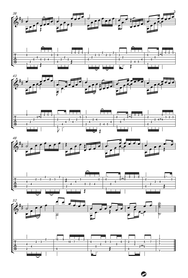 夜的钢琴曲五吉他谱-石进-指弹独奏谱3