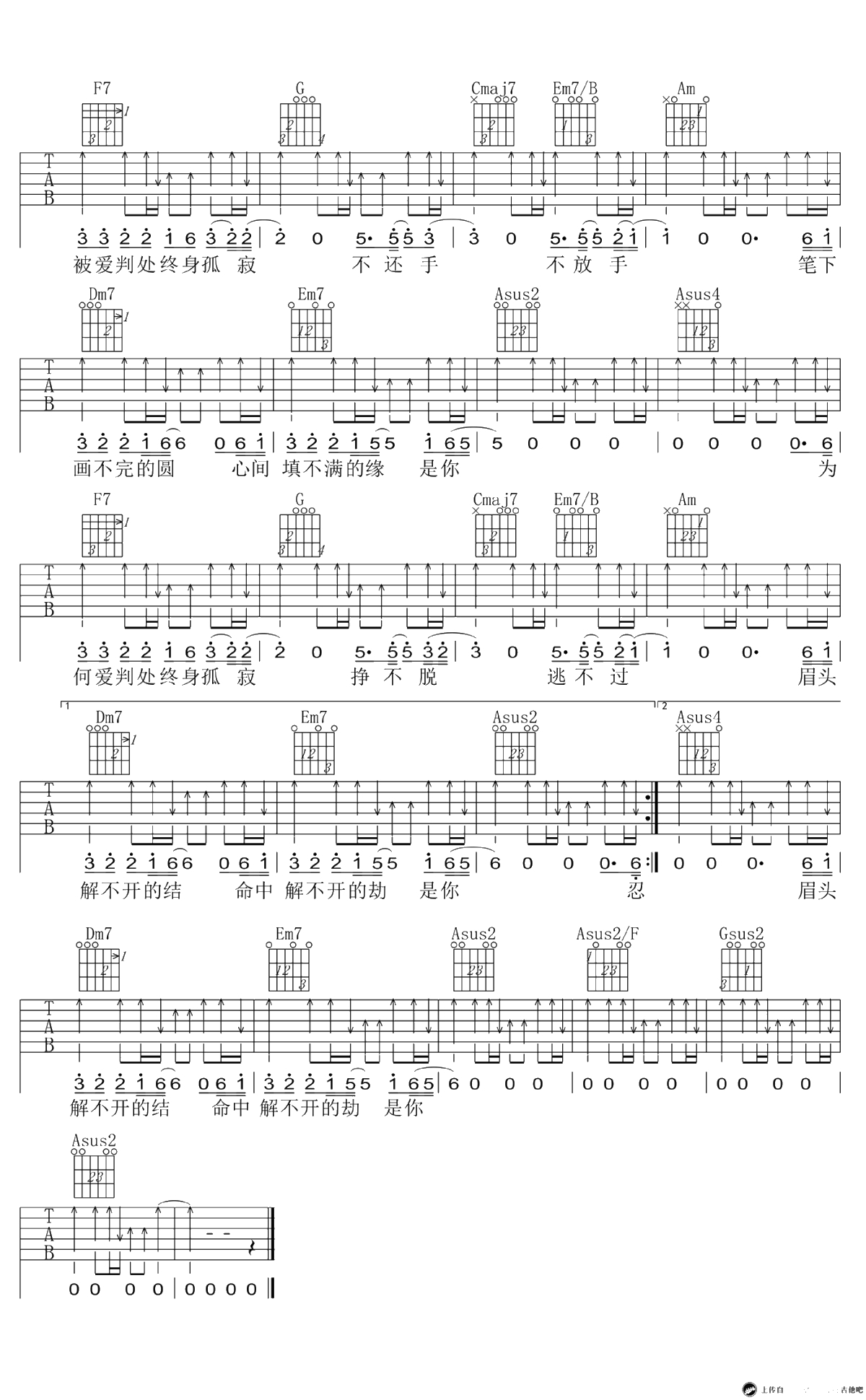 默吉他谱-C调弹唱谱-那英-2
