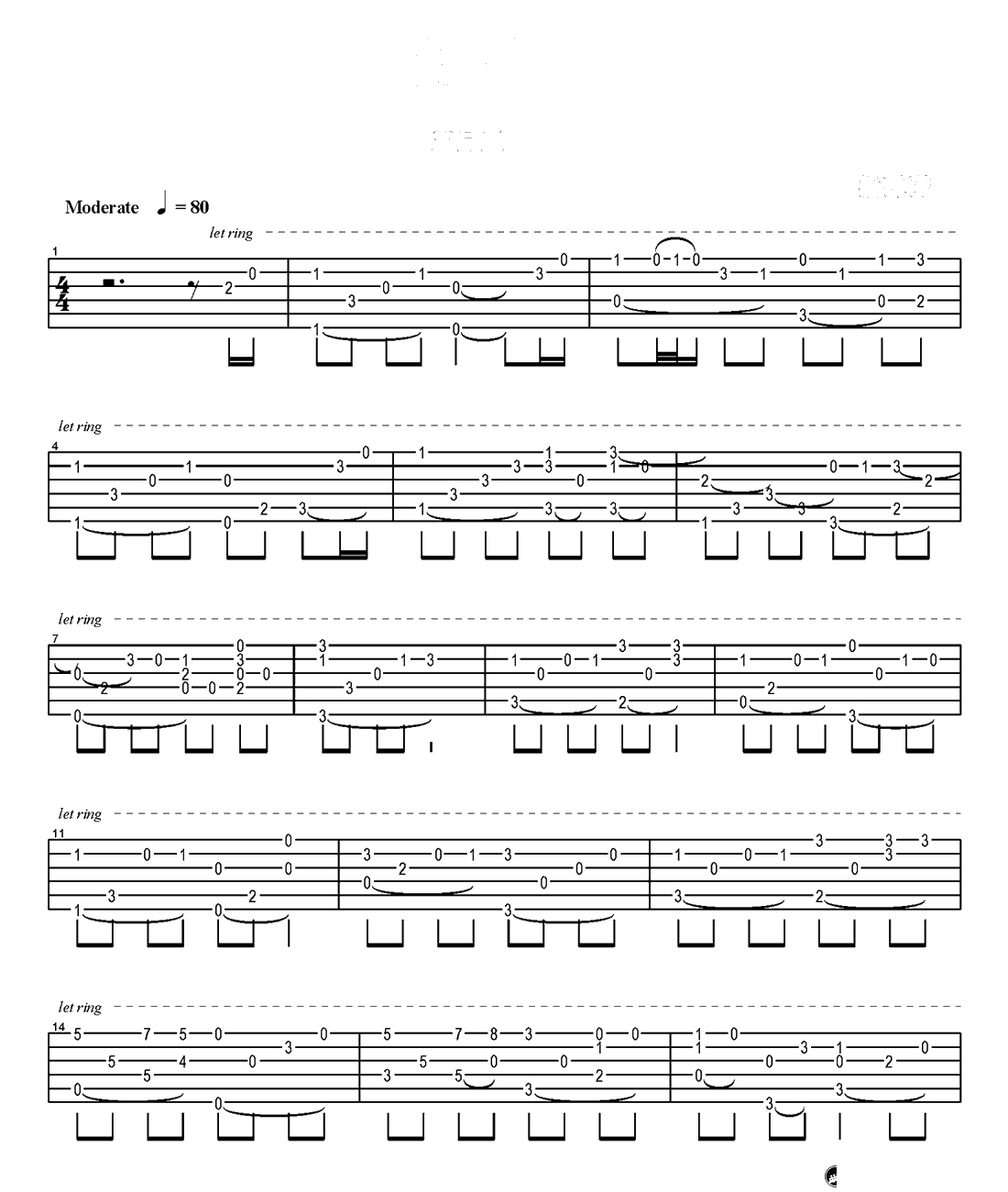 《知足》指弹谱-五月天吉他独奏谱-1