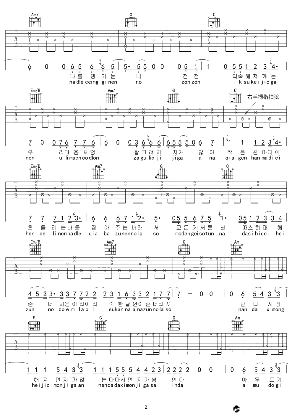 吸引力吉他谱-金高银-韩剧《奶酪陷阱》插曲-带音译歌词2