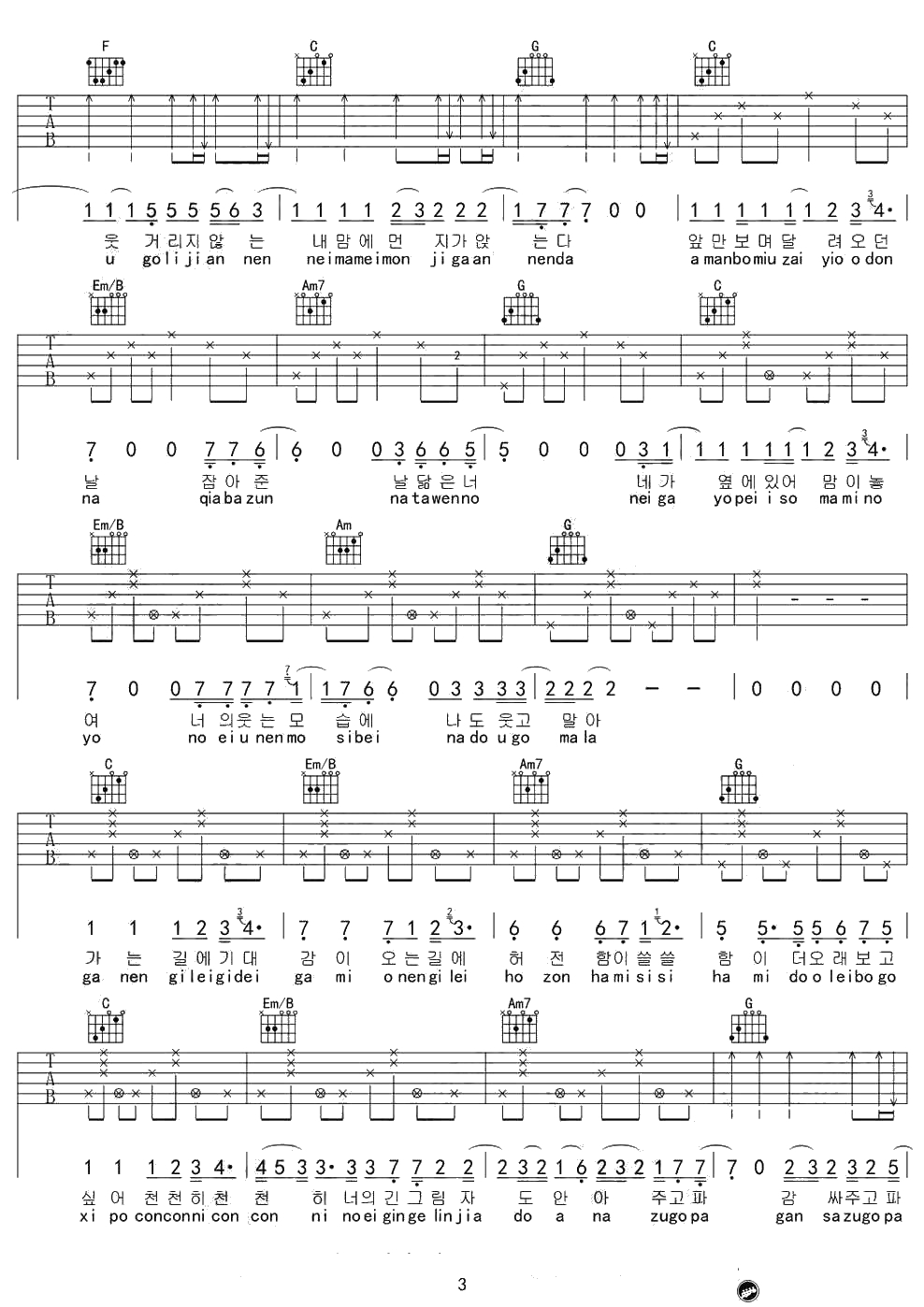 吸引力吉他谱-金高银-韩剧《奶酪陷阱》插曲-带音译歌词3