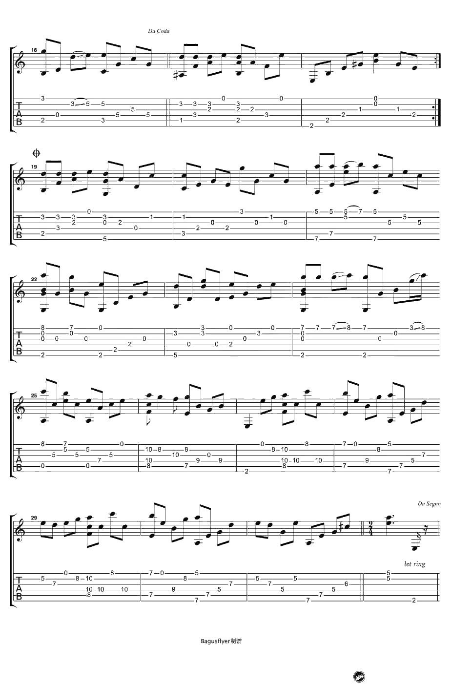 幽灵公主指弹谱-久石让-吉他独奏谱-适合初学者2