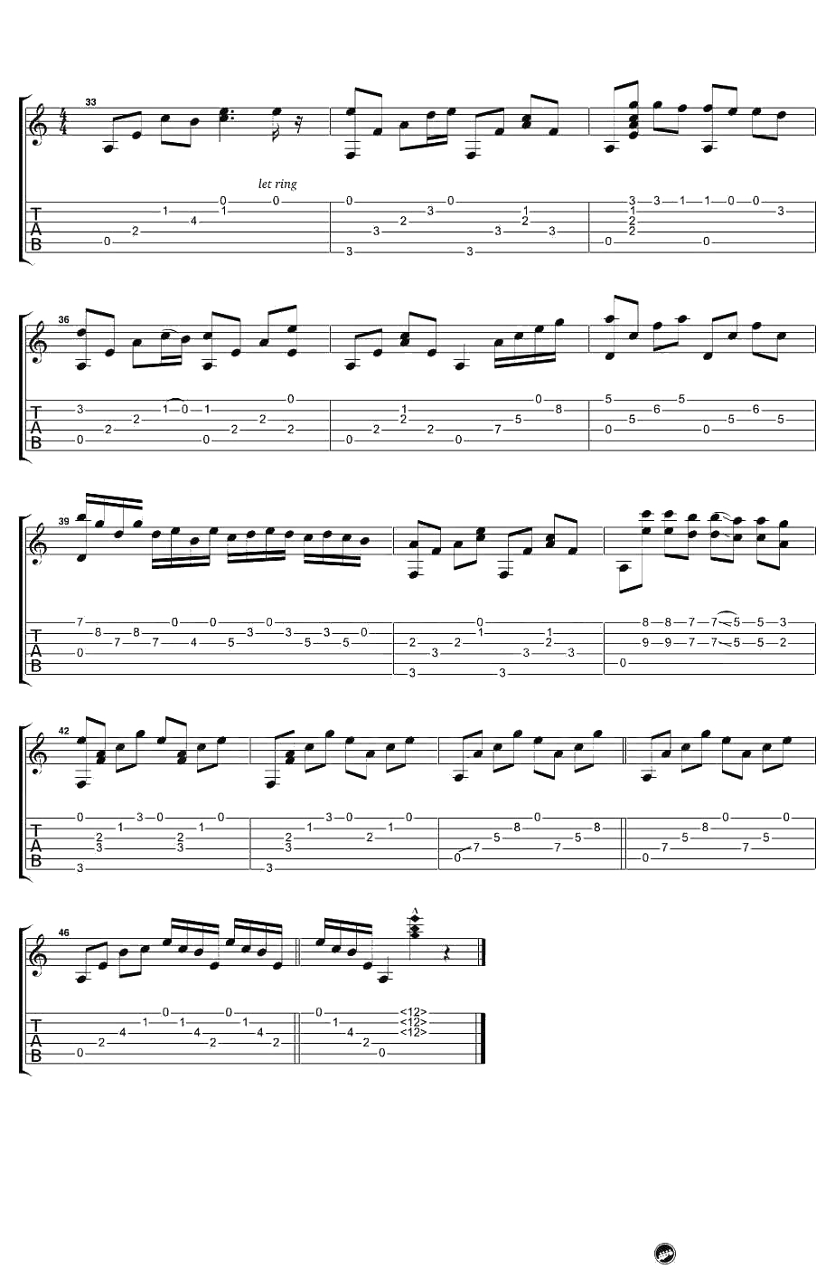 幽灵公主指弹谱-久石让-吉他独奏谱-适合初学者3