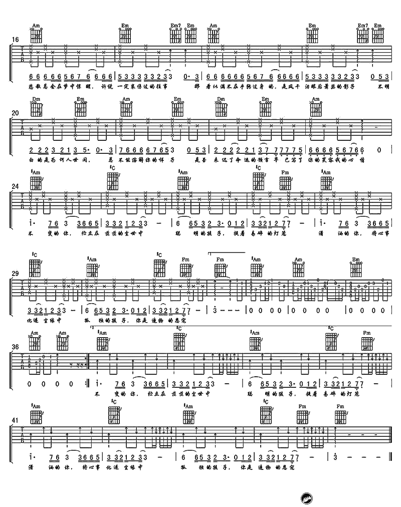 你的样子吉他谱-罗大佑-电影《阿郎的故事》主题曲2