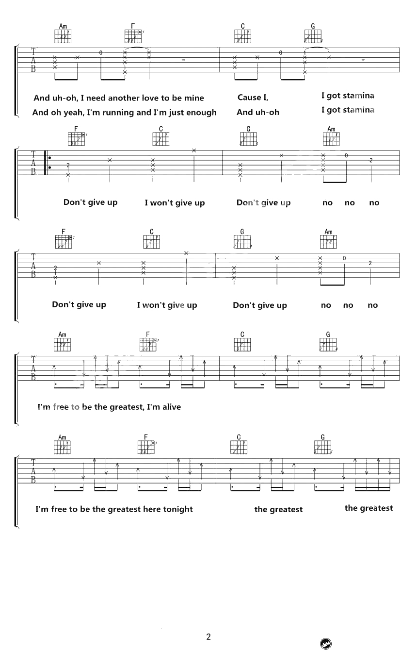 The Greatest吉他谱-Sia-C调弹唱谱-2