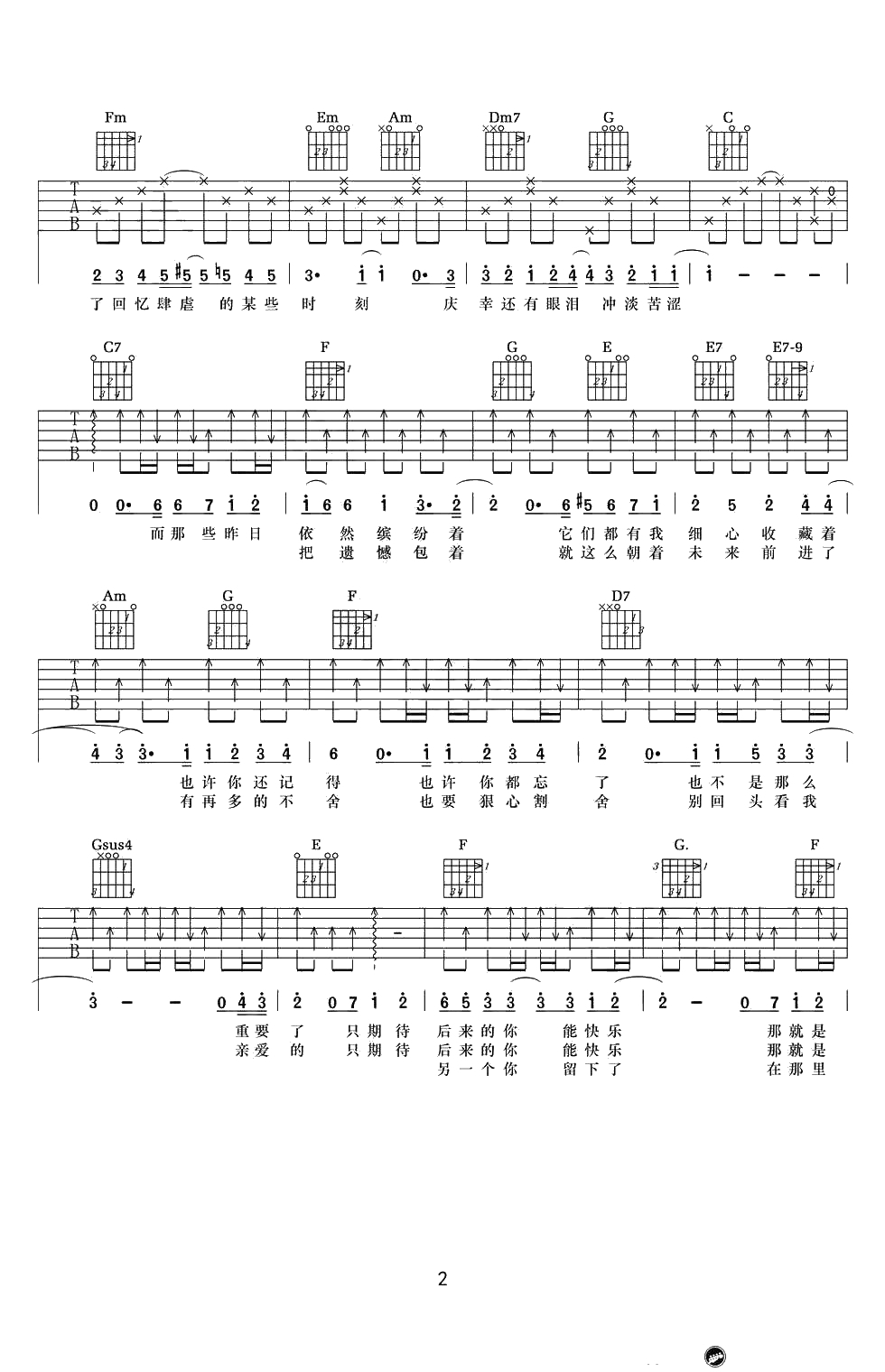 《后来的我们》吉他谱-C调弹唱谱-五月天2
