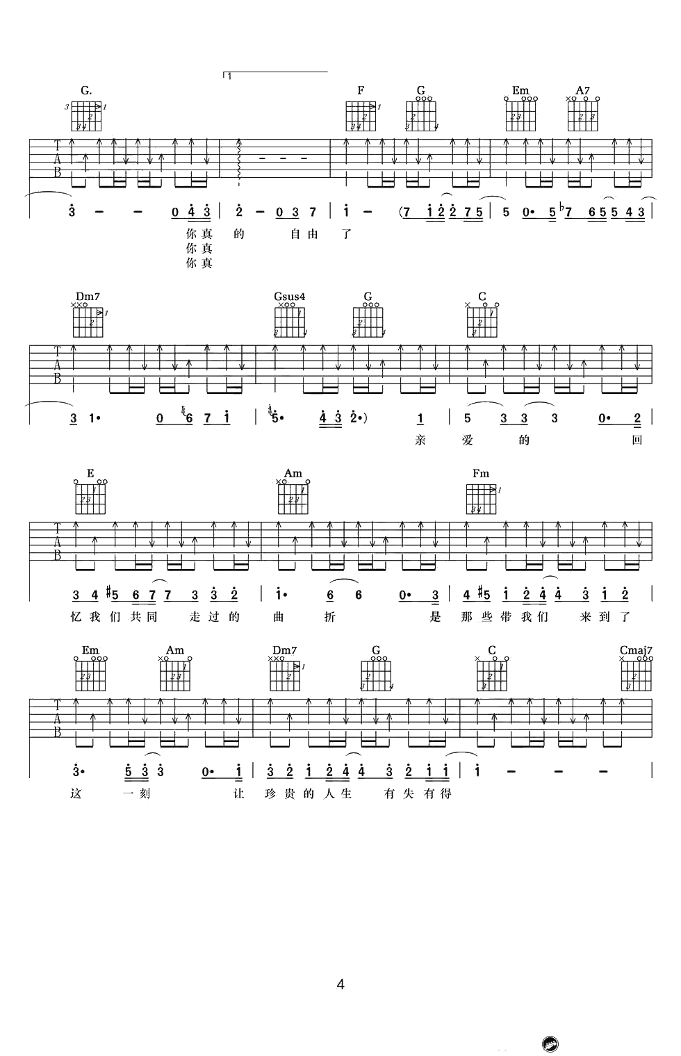 《后来的我们》吉他谱-C调弹唱谱-五月天4