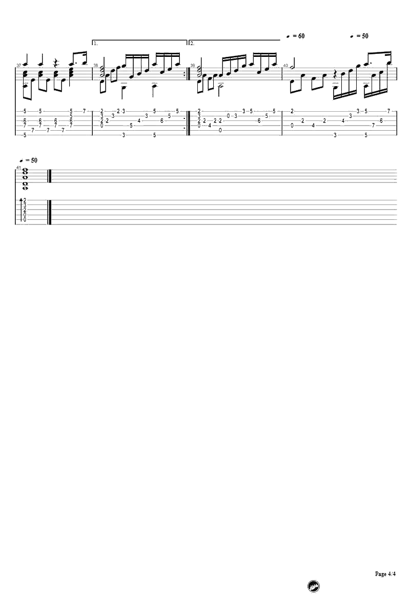 水边的阿狄丽娜吉他谱-指弹独奏谱-五线谱+六线谱4