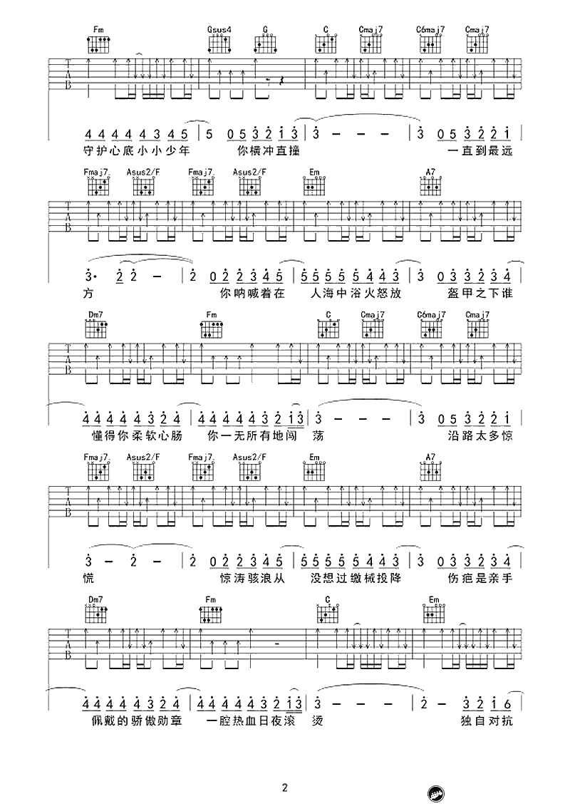 《横冲直撞》吉他谱-C调弹唱谱-华晨宇2