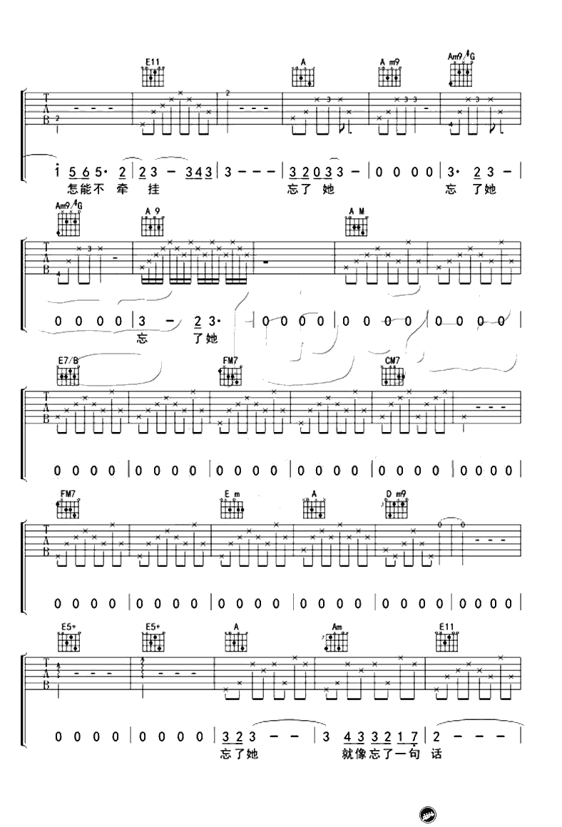 忘了她吉他谱-帕尔哈提《好先生》第24集插曲-弹唱谱3