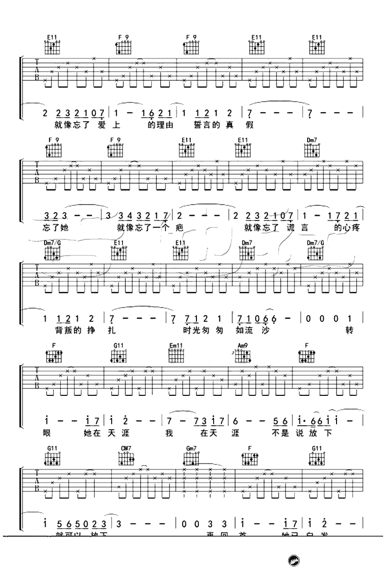 忘了她吉他谱-帕尔哈提《好先生》第24集插曲-弹唱谱4