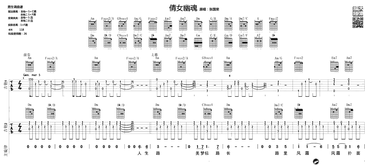 《倩女幽魂》吉他弹唱-双吉他版本-张国荣1