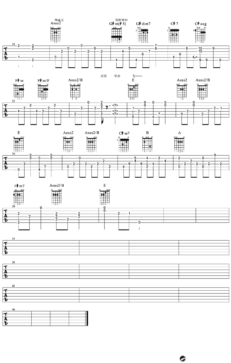 《飞》吉他谱-吉他弹唱谱-林宥嘉2