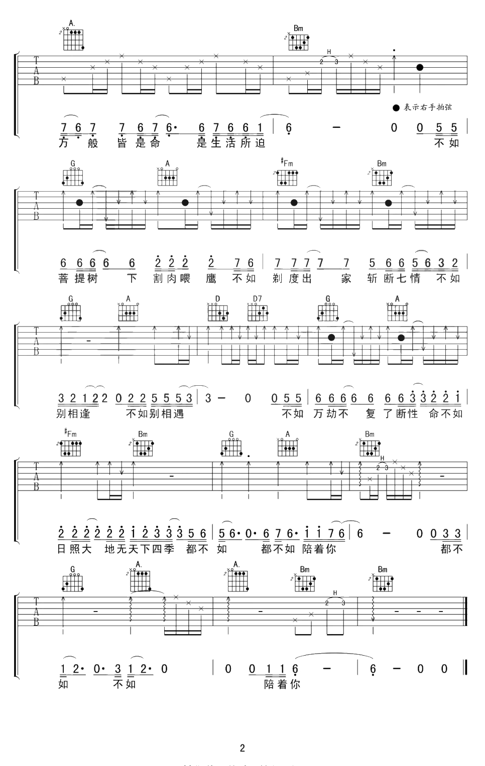 妓和不如吉他谱-原版弹唱谱-隔壁老樊-2