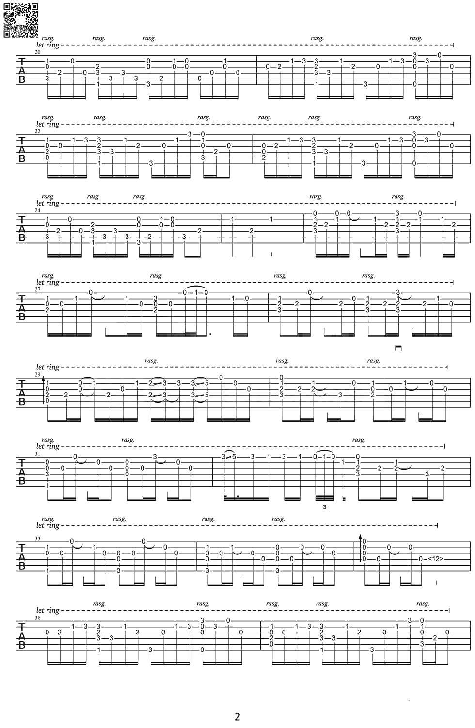 团子大家族吉他谱(指弹谱)-武士桑-吉他独奏谱2