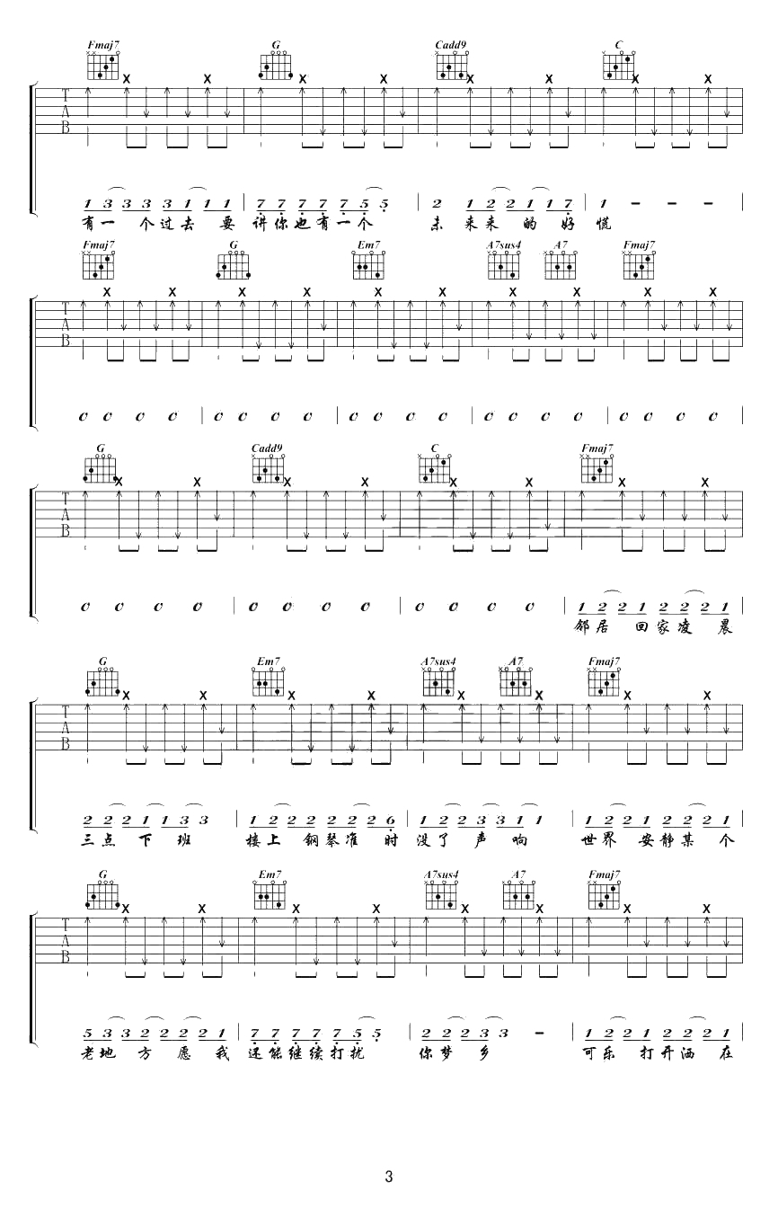 妙龄童吉他谱(六线谱)-陈粒《妙龄童》弹唱谱完整版3