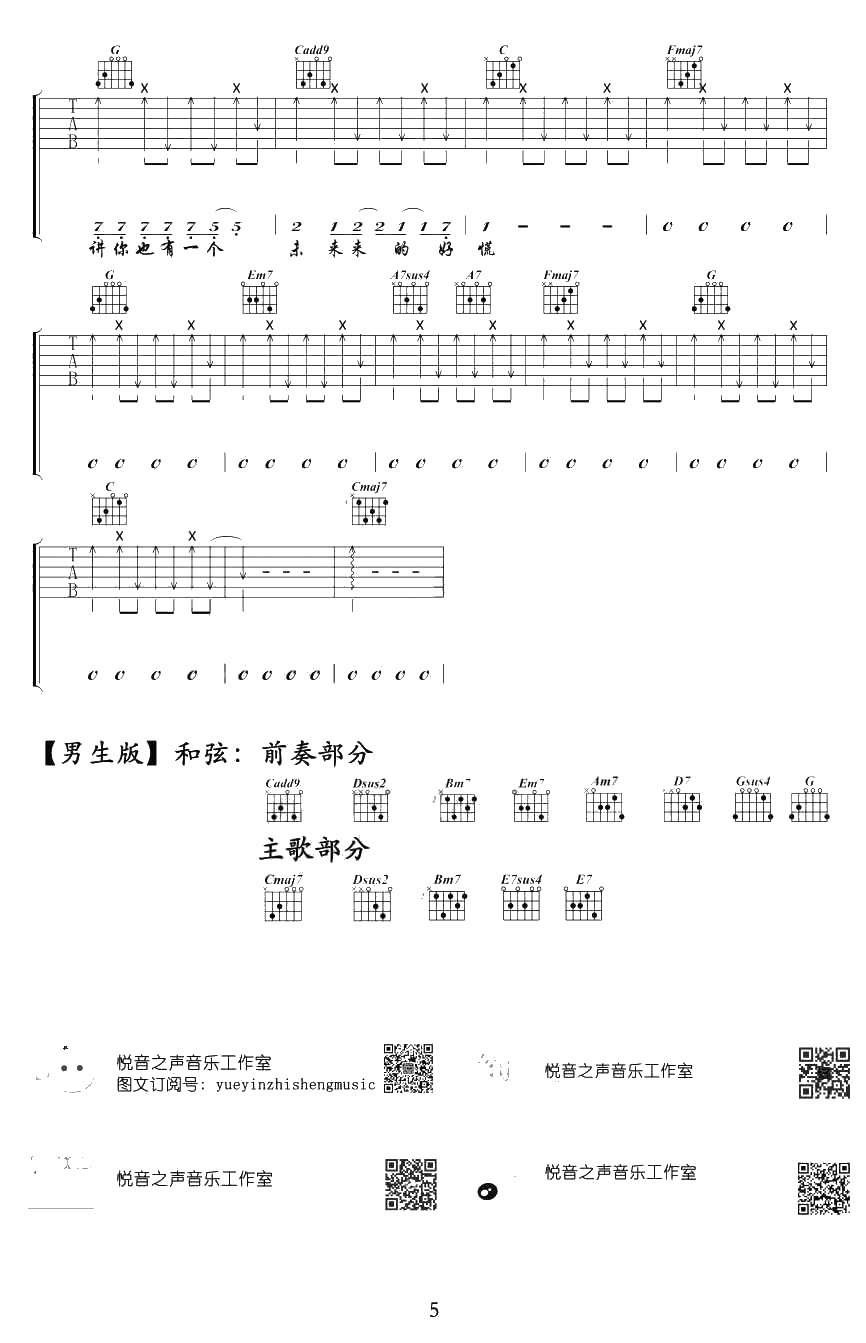 妙龄童吉他谱(六线谱)-陈粒《妙龄童》弹唱谱完整版5