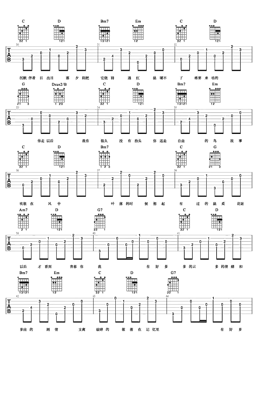 好多多的云吉他谱-崔跃文-好多多的云六线谱()3