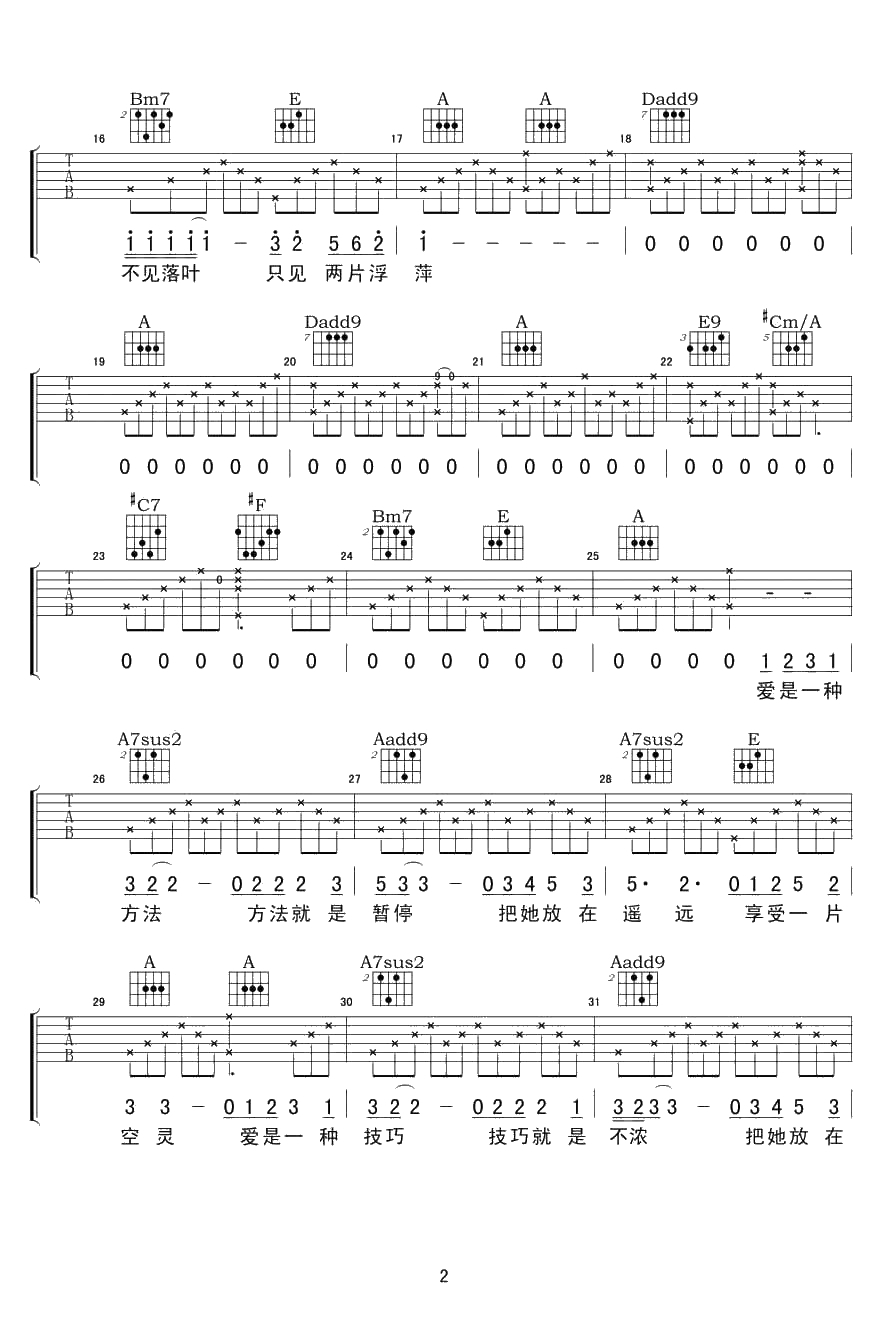 把她放在遥远吉他谱-纣王老胡-六线谱图片2