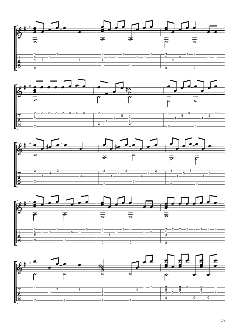 我不会喜欢你吉他谱(独奏六线谱)-陈柏霖-卢家宏指弹版2