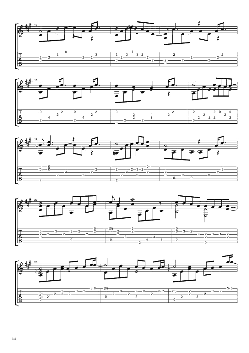 花海吉他谱指弹版-周杰伦《花海》吉他独奏谱2