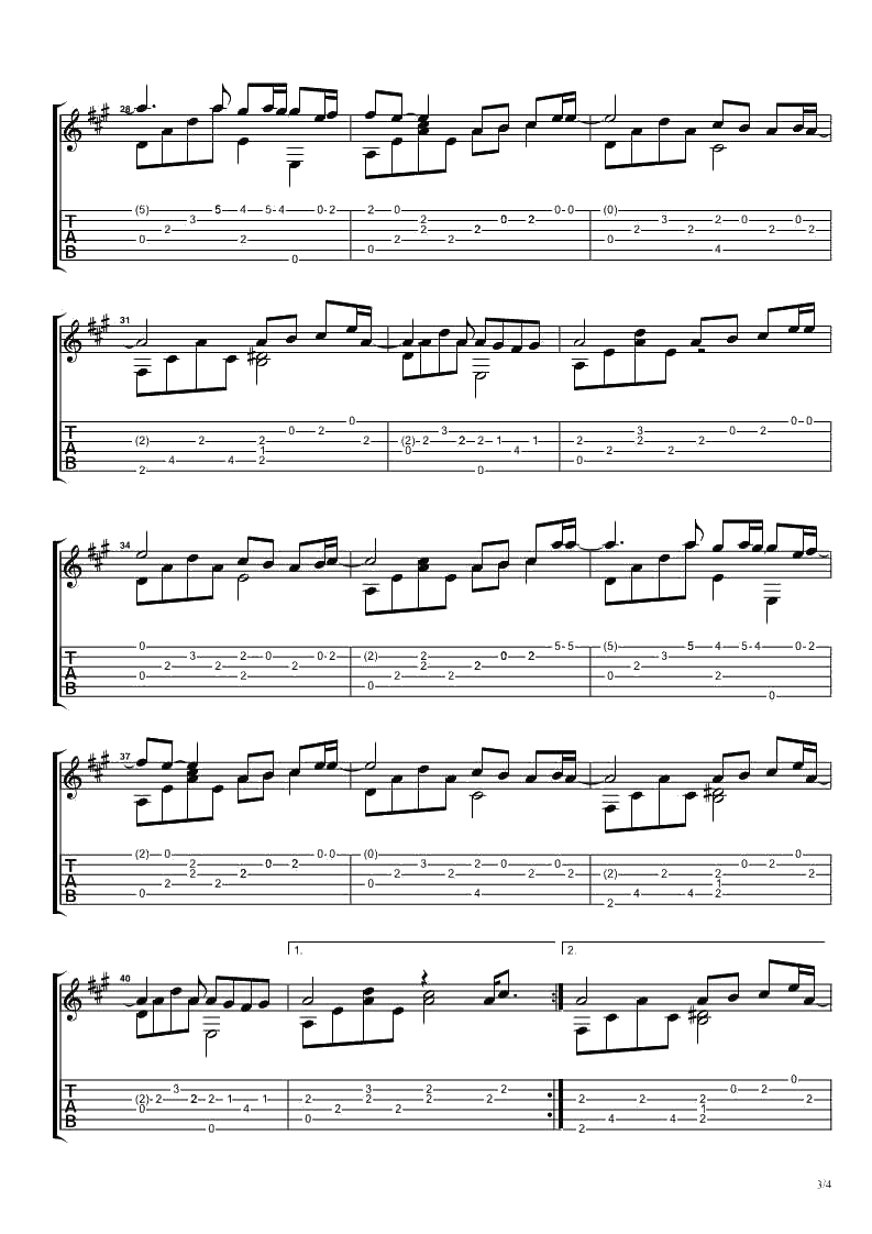 花海吉他谱指弹版-周杰伦《花海》吉他独奏谱3