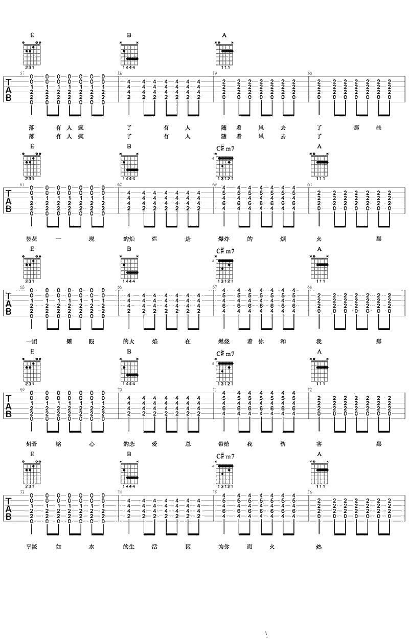 生活因你而火热吉他谱-新裤子乐队-六线谱4