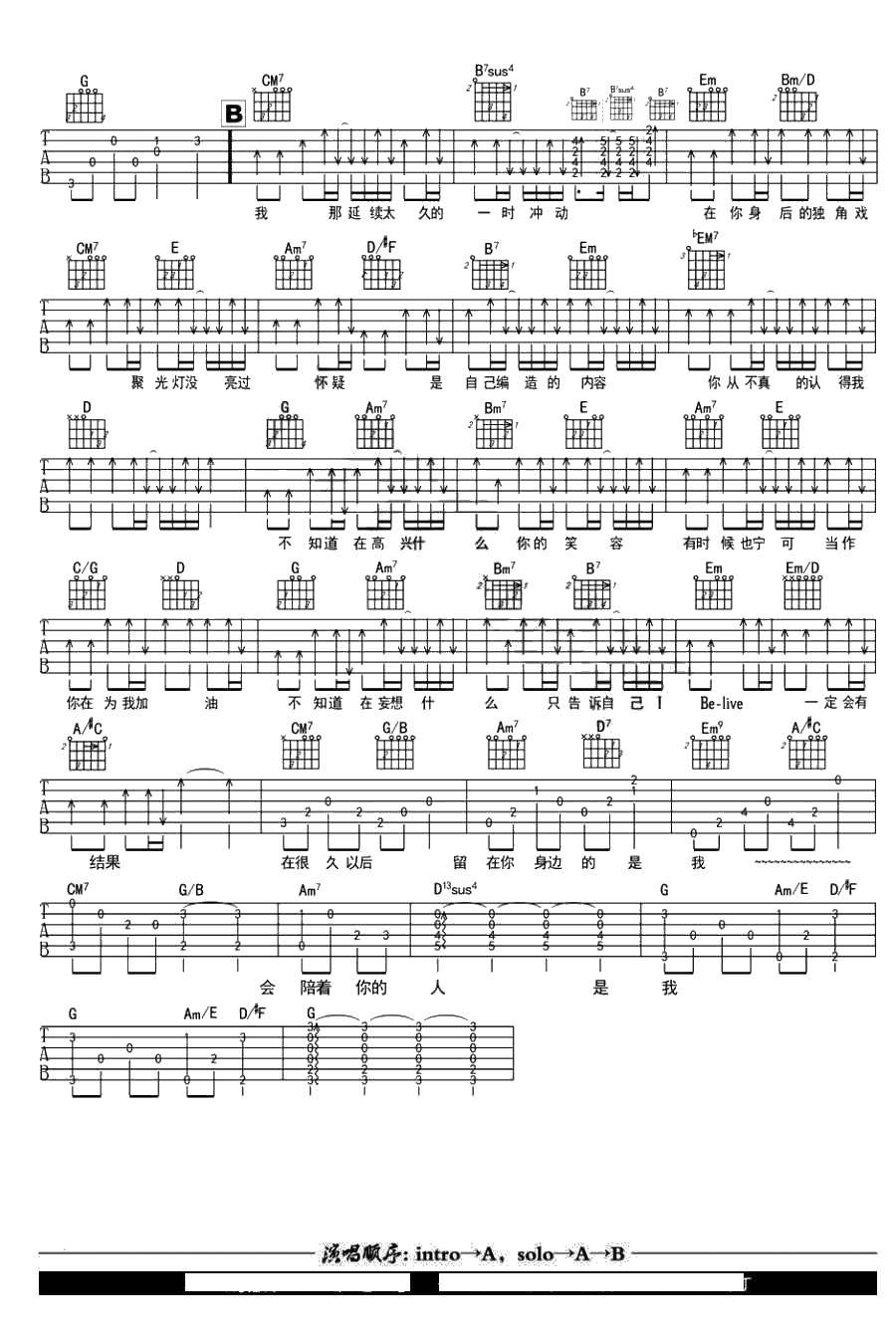 I Belive吉他谱-张信哲《我的新野蛮女友》主题曲2