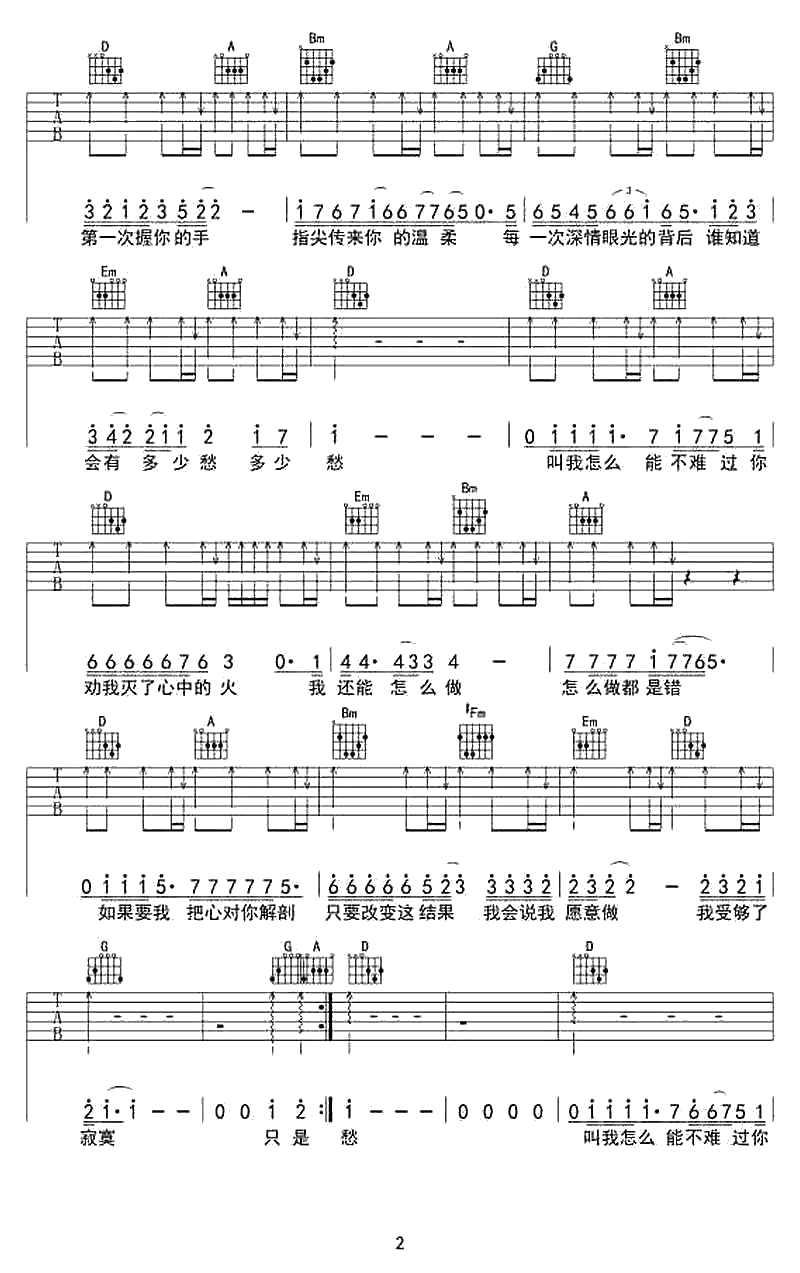 爱要怎么说出口吉他谱-赵传-吉他弹唱六线谱2