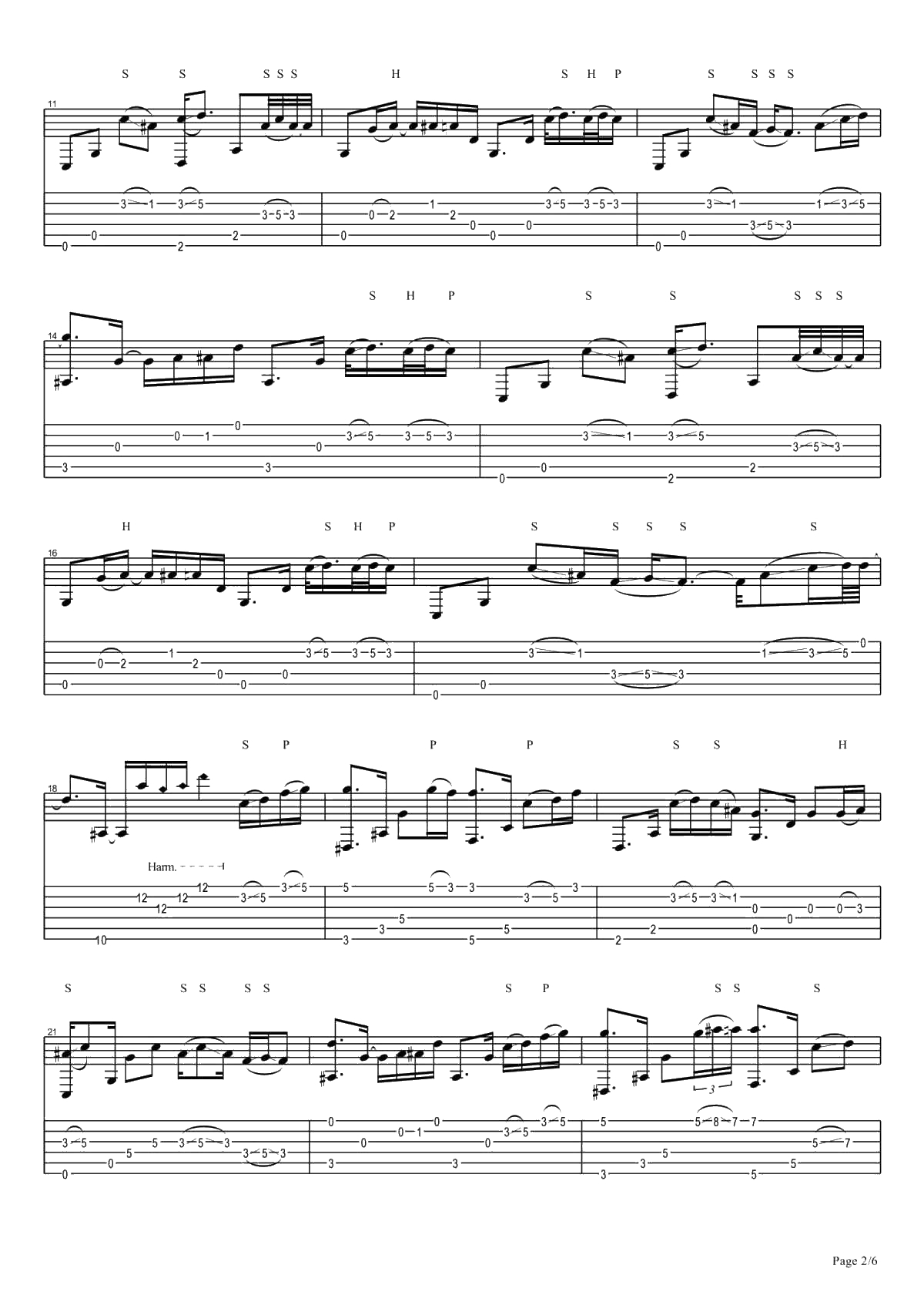 乌兰巴托的夜指弹谱-十九画生-蒋敦豪版本-吉他2