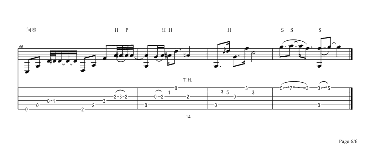 乌兰巴托的夜指弹谱-十九画生-蒋敦豪版本-吉他6