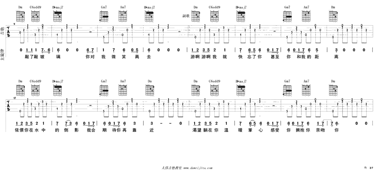 鱼吉他谱-姚贝娜《鱼》吉他弹唱讲解2