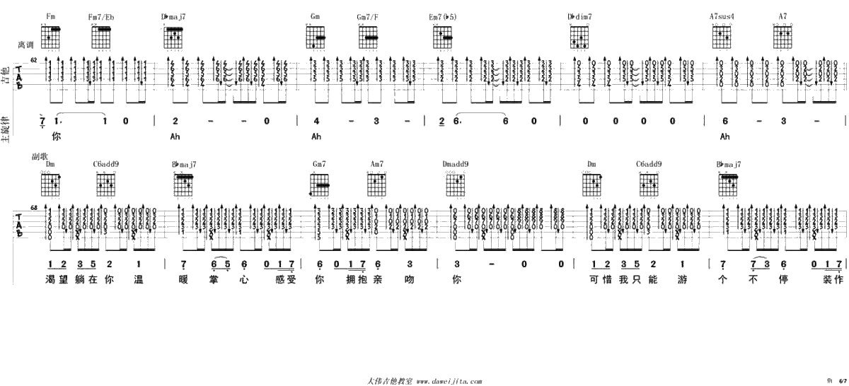 鱼吉他谱-姚贝娜《鱼》吉他弹唱讲解6