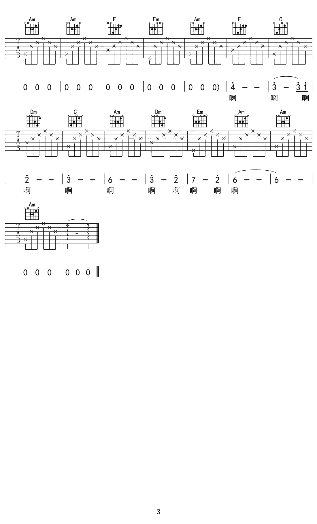 远在北方孤独的鬼吉他谱-花粥-六线谱3