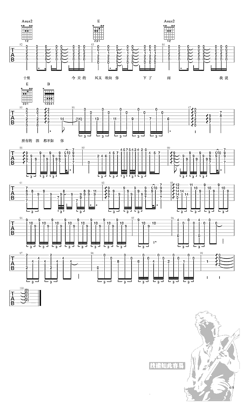 春风十里吉他谱-鹿先森乐队-春风十里六线谱(完整版）6