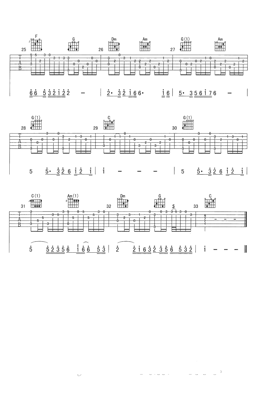 心雨吉他谱指弹版-C调-毛宁/杨钰莹《心雨》吉他独奏谱3