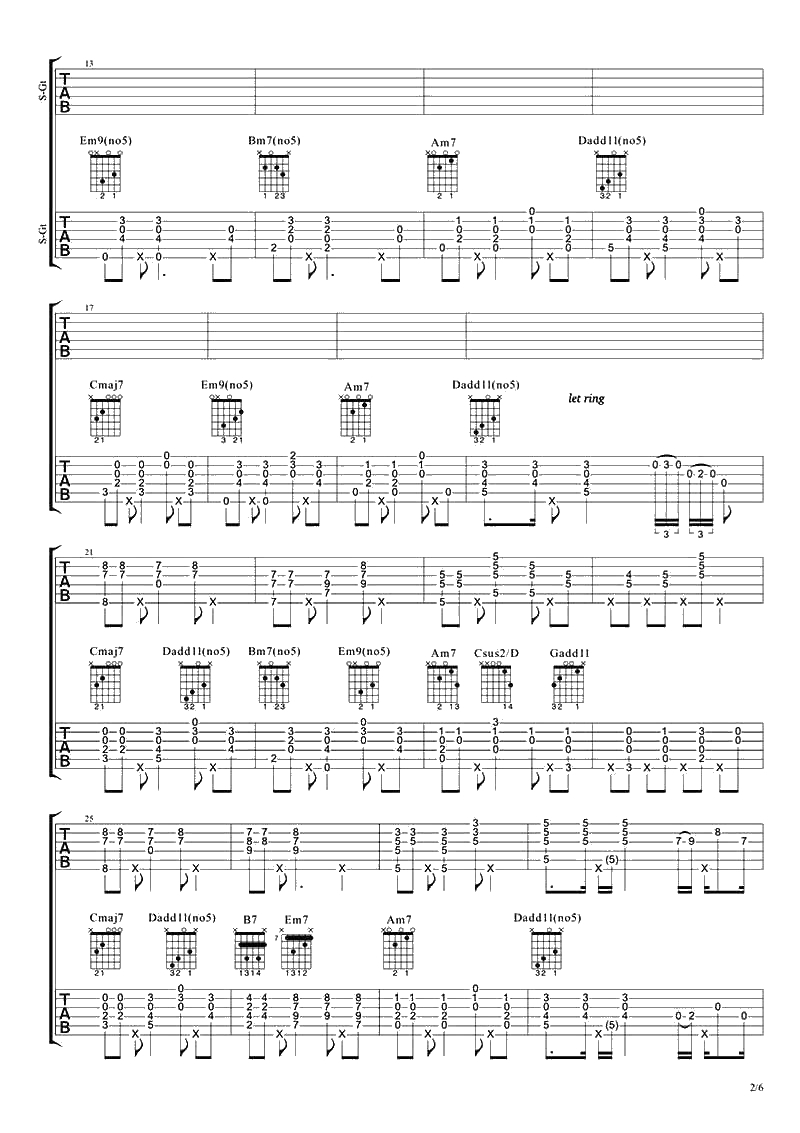 致爱吉他谱-鹿晗《致爱your song》六线谱2