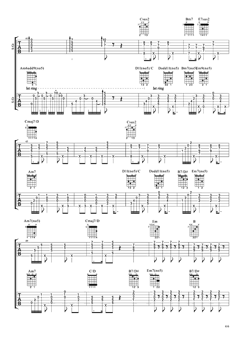 致爱吉他谱-鹿晗《致爱your song》六线谱4