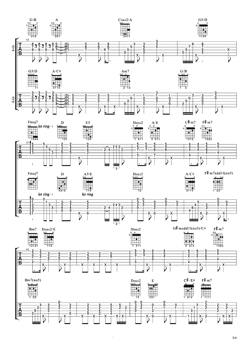 致爱吉他谱-鹿晗《致爱your song》六线谱5