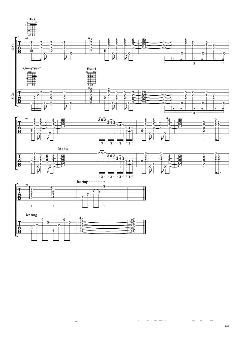 致爱吉他谱-鹿晗《致爱your song》六线谱6
