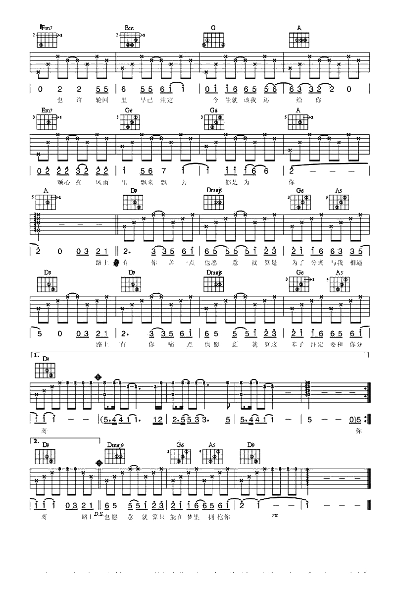 一路上有你吉他谱-张学友(黄致列)《我是歌手》吉他谱2