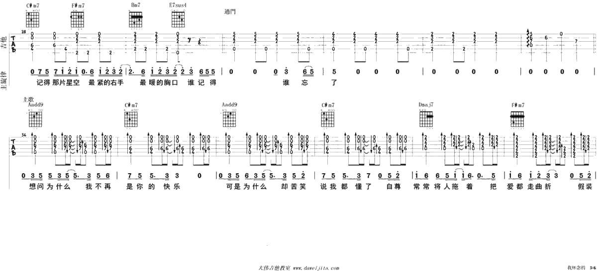 我怀念的吉他谱男生版-孙燕姿《我怀念的》吉他弹唱3
