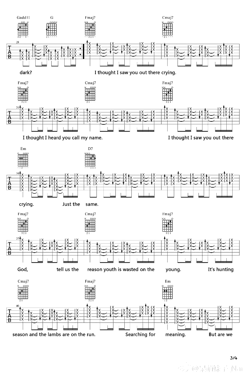 Lost Stars吉他谱-Lost Stars吉他弹唱-附六线谱3