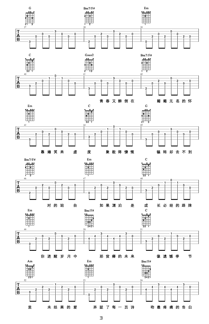 理想三旬吉他谱 陈鸿宇 六线谱完整版3