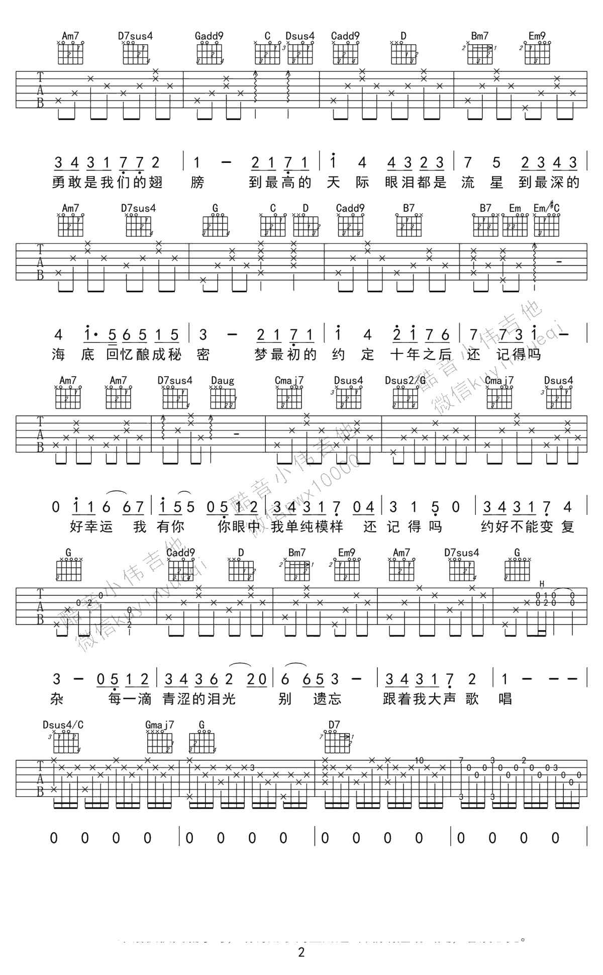 还记得吗吉他谱-张韶涵《还记得吗》吉他弹唱2