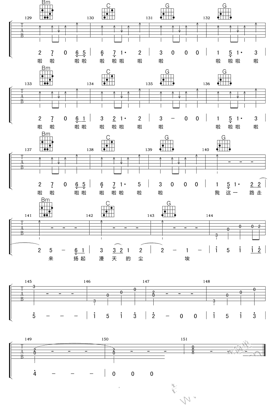 这一路走来吉他谱-C调指法-杨宗纬-高清完整版7